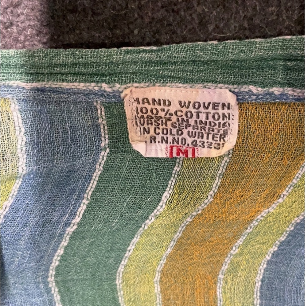 Vintage Green and Yellow Striped Button Down Shirt - Picture 5 of 5